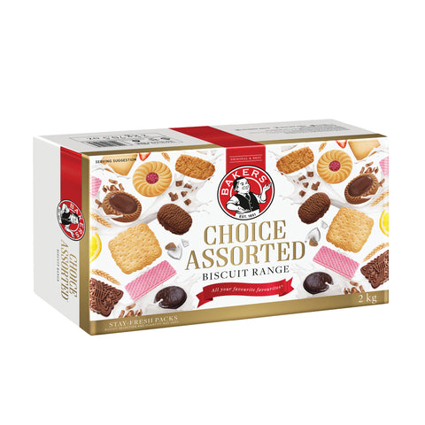 Bakers Choice Assorted Biscuits 2kg, supplied by Caterlink SA.