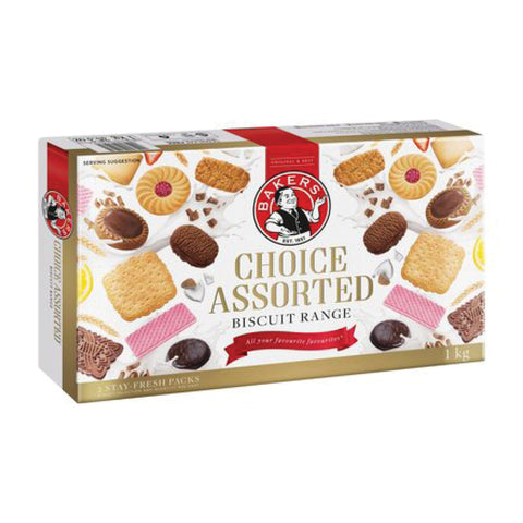 Bakers Choice Assorted Biscuits 1kg, supplied by Caterlink SA.