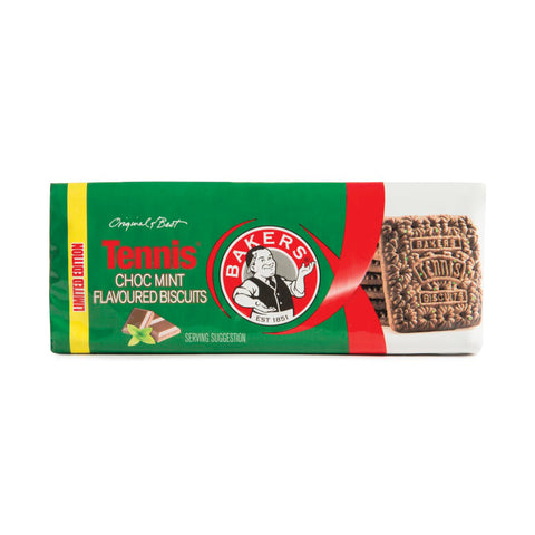 Bakers Tennis Biscuits Choc Mint 200g, supplied by Caterlink SA.