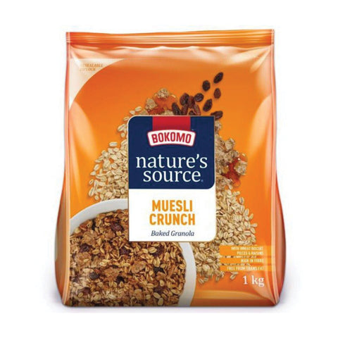 Bokomo Natures Muesli Crunch Orange 1kg, supplied by Caterlink SA.