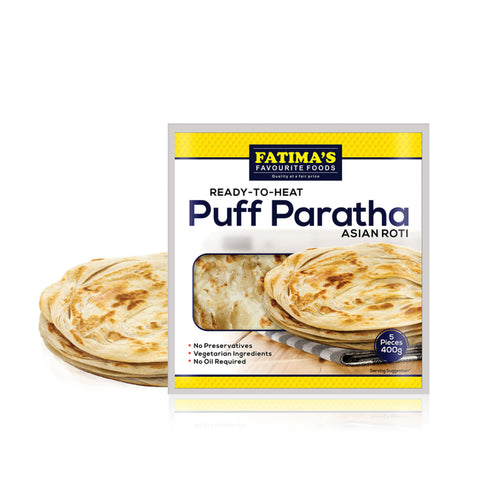 Fatima's Pastry Puff Paratha 24 x 400g Rich text editor, supplied by Caterlink SA.