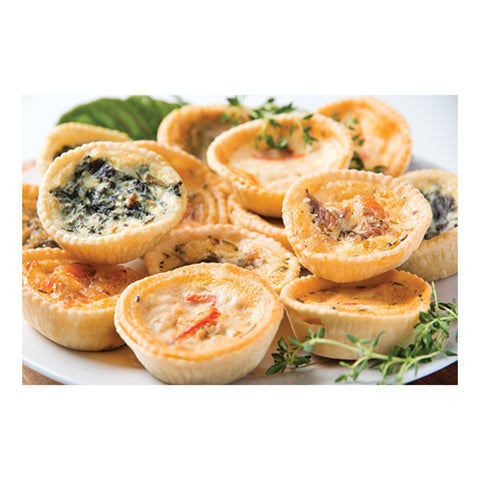 Spring Roll Delicacies Smoked Salmon Mini Quiche 50's, supplied by Caterlink SA.