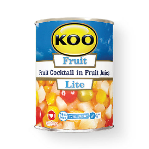 KOO Lite Fruit Cocktail 410g, supplied by Caterlink SA.