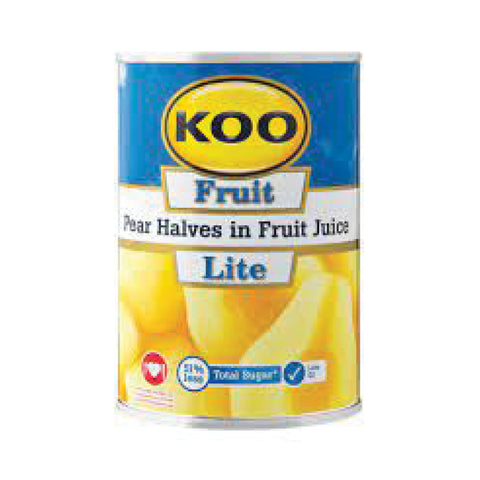 KOO Lite Pear Halves 410g, supplied by Caterlink SA.