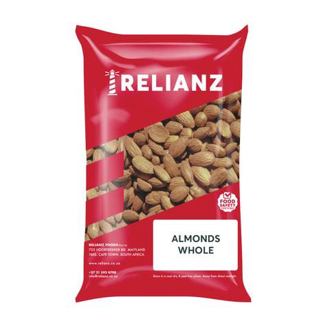 Relianz Almonds Whole Skin On 1kg, supplied by Caterlink SA.