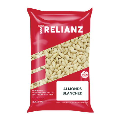 Relianz Almonds Whole Blanched 1kg, supplied by Caterlink SA.