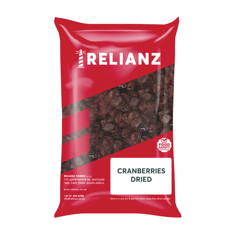 Relianz Dried Fruit Cranberries 1kg, supplied by Caterlink SA.