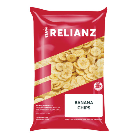 Relianz Dried Banana Chips 1kg, supplied by Caterlink SA.