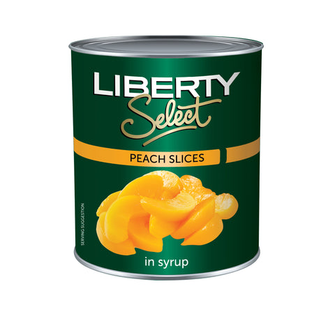 Liberty Peach Slices 3kg, supplied by Caterlink SA.