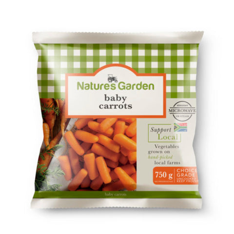 Nature's Choice Frozen Baby Carrots 6 x 1kg, supplied by Caterlink SA.