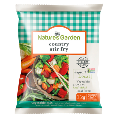 Nature's Choice Frozen Vegetable Stir Fry 1kg, supplied by Caterlink SA.