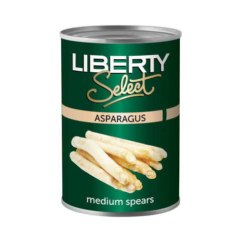 Liberty Asparagus Spears 410g, supplied by Caterlink SA.