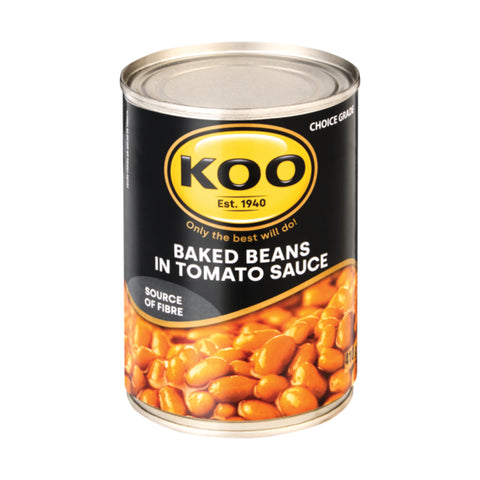 KOO Baked Beans in Tomato Sauce 410g, supplied by Caterlink SA.