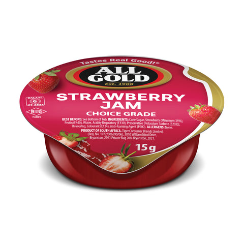 All Gold Strawberry Jam Portions 200's, supplied by Caterlink SA.