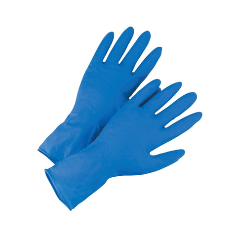 Disposable Large Blue Latex Gloves P/F 10, supplied by Caterlink SA.