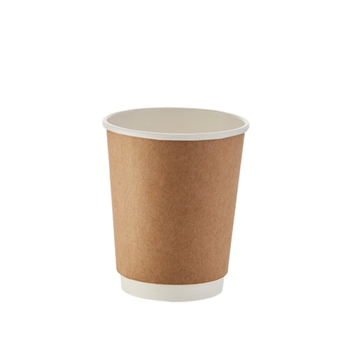 Biodegradable Kraft Double Wall Hot Cup 250ml, supplied by Caterlink SA.