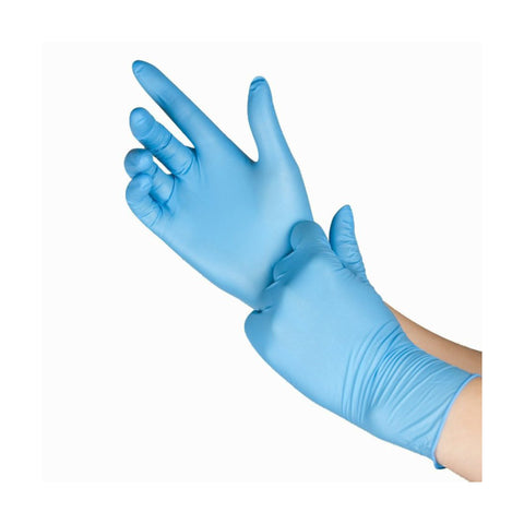 Disposable Medium Blue Barrier Gloves 100's, supplied by Caterlink SA.