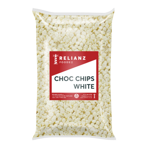 Relianz White Chocolate Chips 1kg, supplied by Caterlink SA.